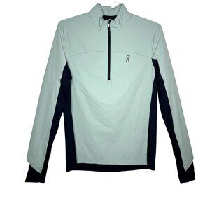 On Trail Breaker Navy/Mint-Teal Lightweight Water Repellant Running Pullover W S